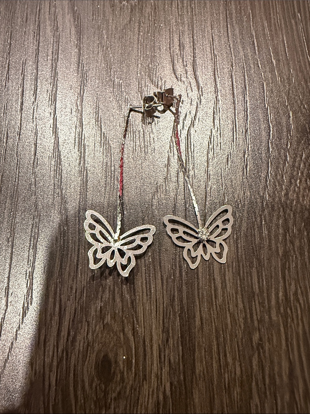 Silver Butterfly Drop Earrings - Women's Accessories